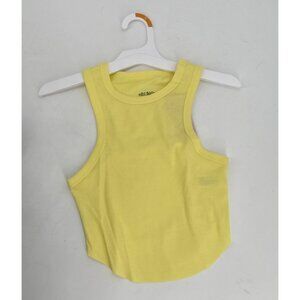 Wild Fable Yellow Ribbed Cropped Tank Top S Cotton/Polyester Blend New